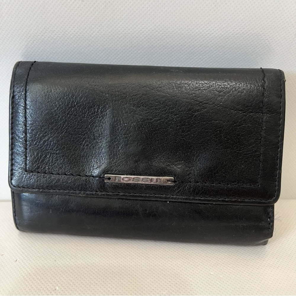 Vintage Fossil Black Leather Wallet